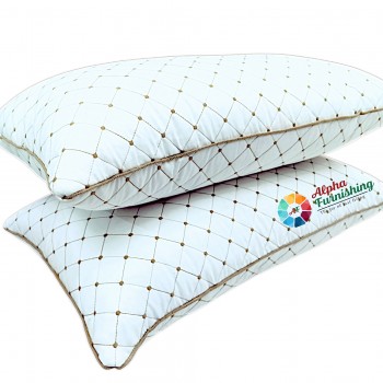Market Fairy 17 X 27 Inch Microfiber Filled Ultra Soft Luxury Sleeping Bed Pillow for Long Lasting Fluffiness, Big Size, White With Golden Dots, Pack of 2 Market Fairy 17 X 27 Inch Microfiber Filled Ultra Soft Luxury Sleeping Bed Pillow for Long Lasting Fluffiness, Big Size, White With Golden Dots, Pack of 2